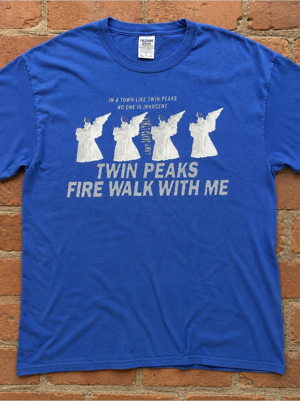 Gildan 5000 Royal Blue Twin Peaks "Fire Walk With Me" Tee, Vintage Size L